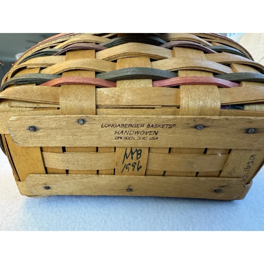 Longaberger Large Easter Basket 1996 With Protector Fabric Liner and Tie-On